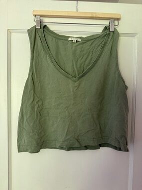 Z Supply Olive V-Neck Cropped Tank and wide leg pants set